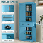 Meuble de Rangement de Cuisine, Buffet avec 4 Portes et 3 Étagères Réglables, Grand Tiroir Central, 72 po