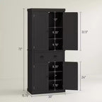 Meuble de Rangement de Cuisine, Buffet avec 4 Portes et 3 Étagères Réglables, Grand Tiroir Central, 72 po
