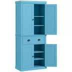Meuble de Rangement de Cuisine, Buffet avec 4 Portes et 3 Étagères Réglables, Grand Tiroir Central, 72 po