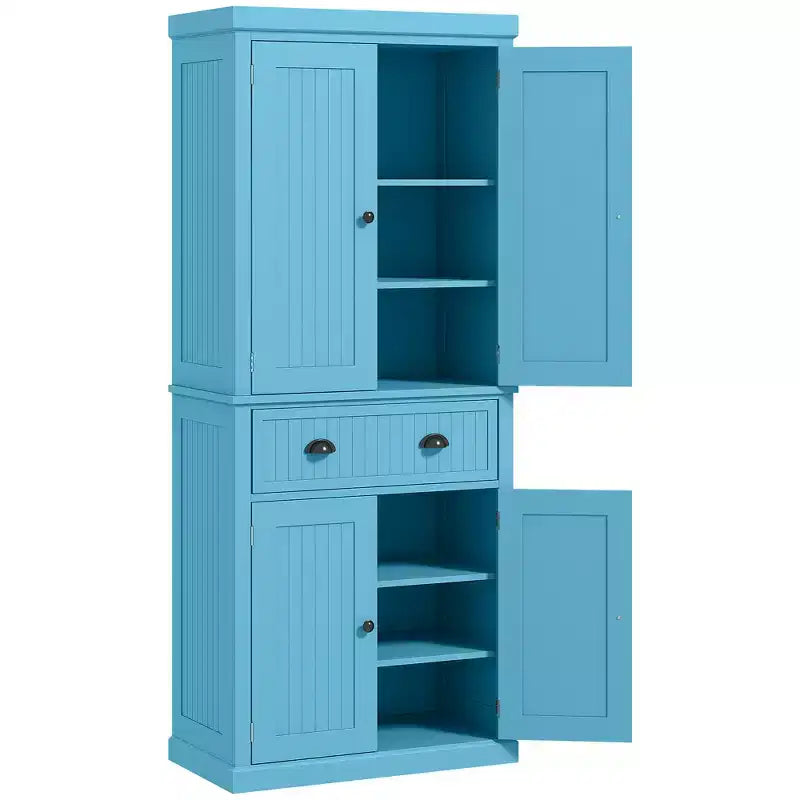 Meuble de Rangement de Cuisine, Buffet avec 4 Portes et 3 Étagères Réglables, Grand Tiroir Central, 72 po