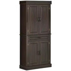 71 Freestanding Kitchen Pantry with 4 Doors and 2 Large Cabinets, Tall Storage Cabinet with Drawer