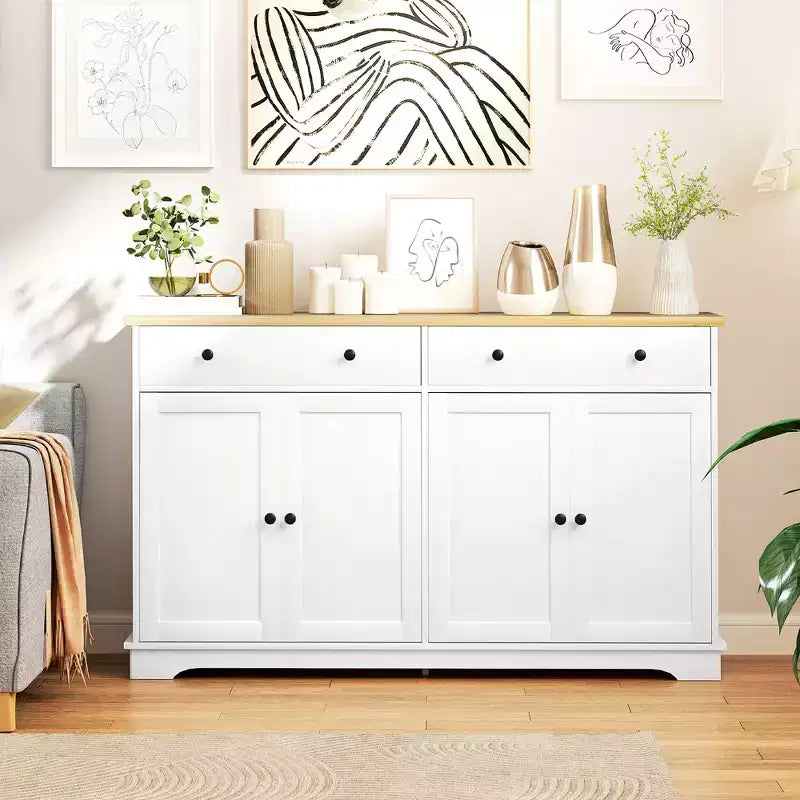 Bahut moderne, Meuble de rangement avec tiroirs, Étagères réglables pour salon, salle à manger, entrée