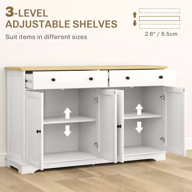 Bahut moderne, Meuble de rangement avec tiroirs, Étagères réglables pour salon, salle à manger, entrée