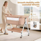 JOYMOR Couffin Bébé 3 en 1, Cododo pour Bébé, avec Matelas Confortable et Roues, 6 Hauteurs Réglables, Pliage Facile (Beige)