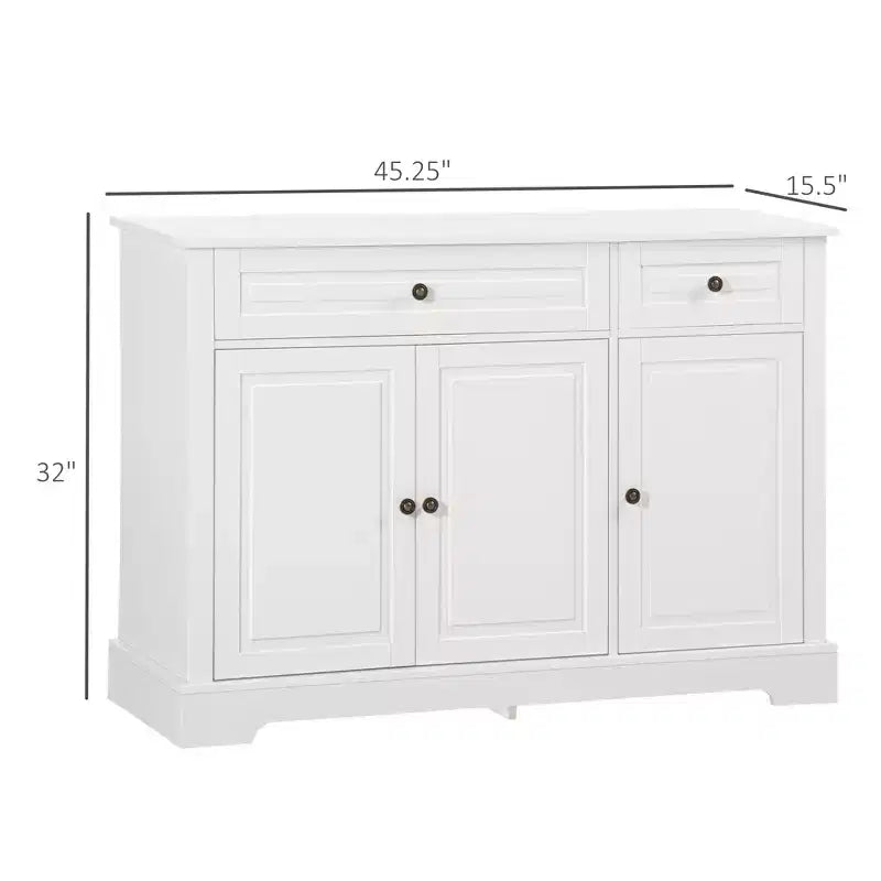 Meuble buffet/bahut, Buffet d'appoint moderne avec 2 tiroirs et étagères réglables, Meuble d'entrée