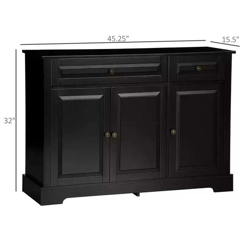 Meuble buffet/bahut, Buffet d'appoint moderne avec 2 tiroirs et étagères réglables, Meuble d'entrée