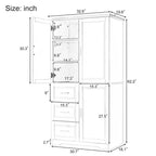Armoire de rangement haute et large avec portes pour salle de bain/bureau, trois tiroirs, blanche