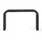 Table console minimaliste Okak avec coin arqué, table d'entrée avec plateau et pieds épais, table d'appoint pour entrée, salon