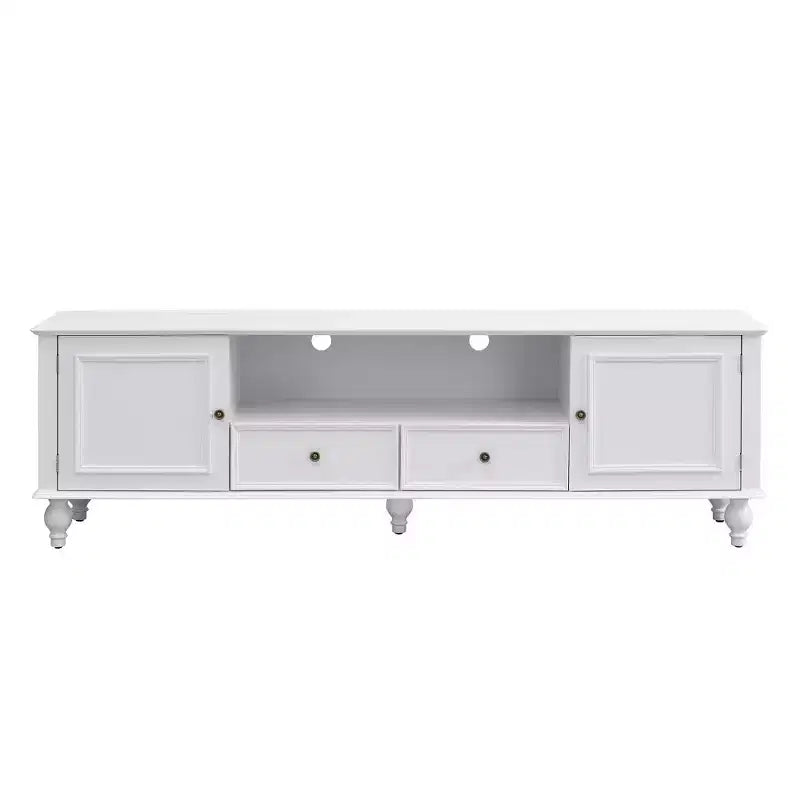 Meuble TV Bestier 70,9 pouces pour téléviseurs jusqu'à 80 pouces avec compartiment ouvert, meuble de rangement TV avec 2 tiroirs, 5 pieds solides pour salon