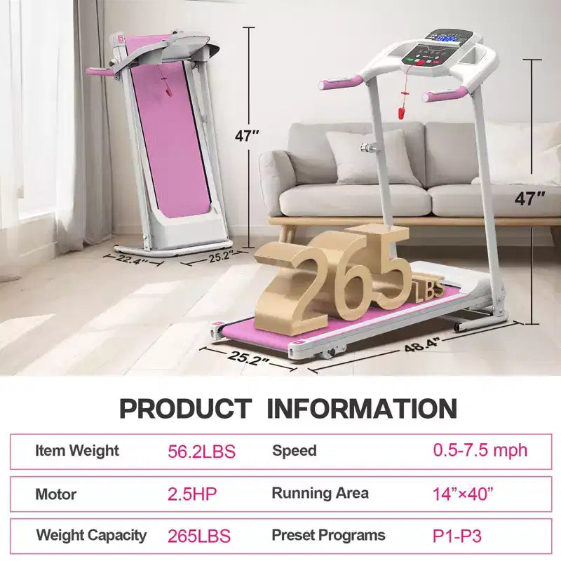 Tapis de course électrique pliable FYC pour la maison, 2,5 CV silencieux 12 km/h avec capteur de fréquence cardiaque et écran LCD