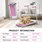 Tapis de course électrique pliable FYC pour la maison, 2,5 CV silencieux 12 km/h avec capteur de fréquence cardiaque et écran LCD
