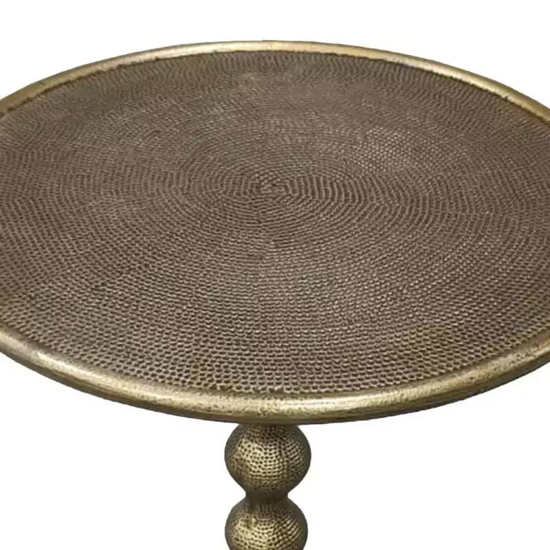 Table d'appoint ronde Royal Hampton de 22 po – Aluminium moulé laiton antique à texture martelée pour petits espaces
