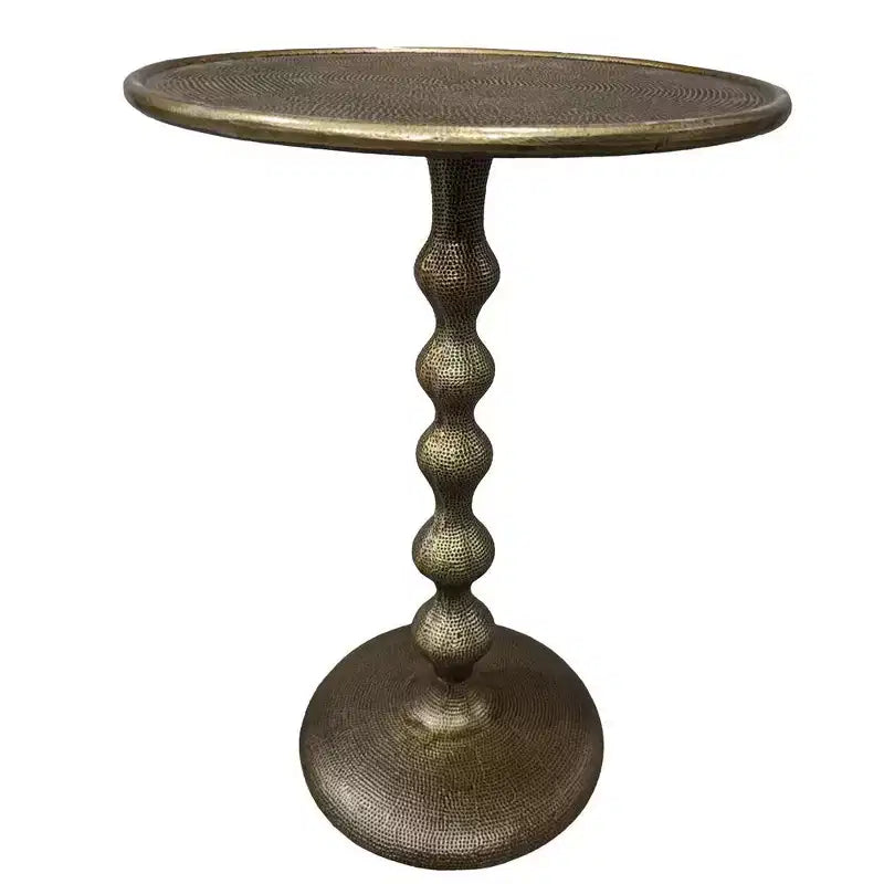 Table d'appoint ronde Royal Hampton de 22 po – Aluminium moulé laiton antique à texture martelée pour petits espaces