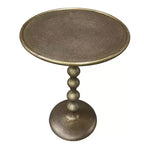 Table d'appoint ronde Royal Hampton de 22 po – Aluminium moulé laiton antique à texture martelée pour petits espaces