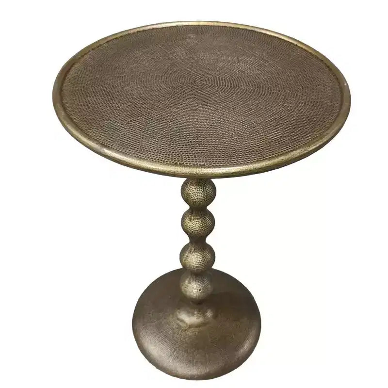 Table d'appoint ronde Royal Hampton de 22 po – Aluminium moulé laiton antique à texture martelée pour petits espaces