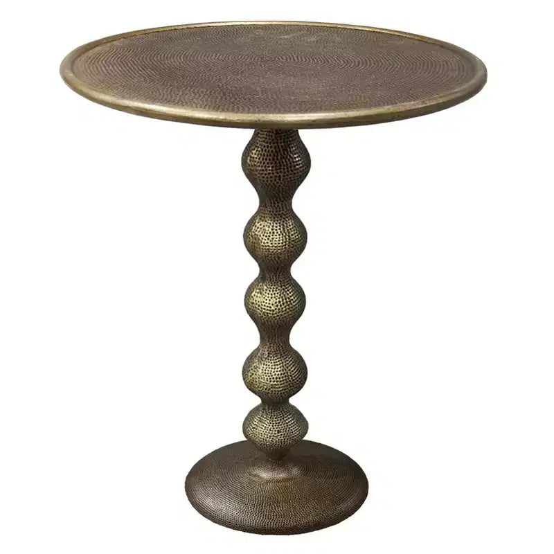 Table d'appoint ronde Royal Hampton de 22 po – Aluminium moulé laiton antique à texture martelée pour petits espaces