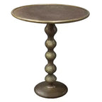 Table d'appoint ronde Royal Hampton de 22 po – Aluminium moulé laiton antique à texture martelée pour petits espaces