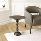 Table d'appoint ronde Royal Hampton de 22 po – Aluminium moulé laiton antique à texture martelée pour petits espaces