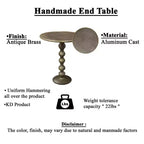 Table d'appoint ronde Royal Hampton de 22 po – Aluminium moulé laiton antique à texture martelée pour petits espaces