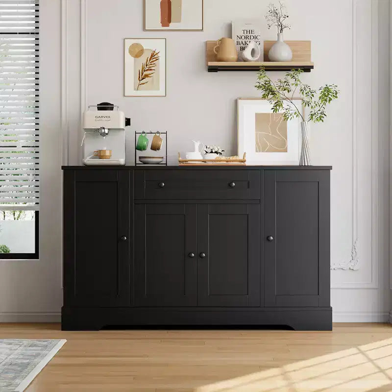 Buffet de rangement avec tiroir et 4 portes, bahut de rangement moderne en bois, meuble autoportant pour bar à café, salon, cuisine