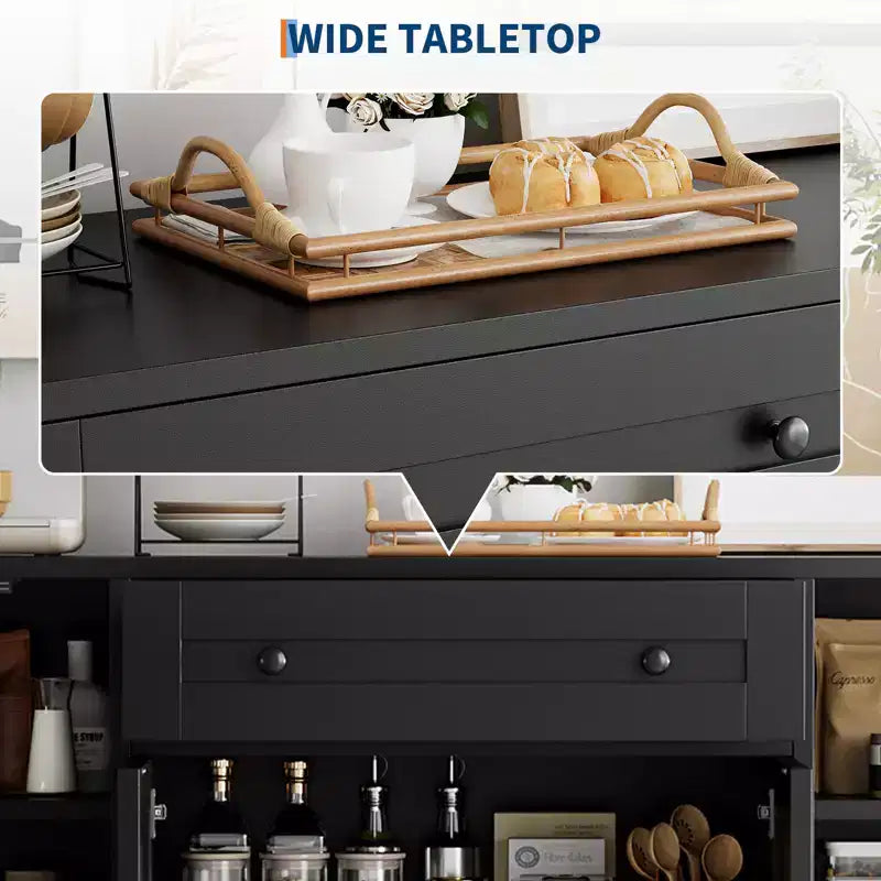 Buffet de rangement avec tiroir et 4 portes, bahut de rangement moderne en bois, meuble autoportant pour bar à café, salon, cuisine