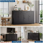 Buffet de rangement avec tiroir et 4 portes, bahut de rangement moderne en bois, meuble autoportant pour bar à café, salon, cuisine