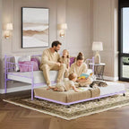 Lit de repos avec lit gigogne, lit gigogne simple avec tête de lit en forme de cœur pour salon, chambre à coucher, lit de repos robuste en métal avec support à lattes en acier, montage facile