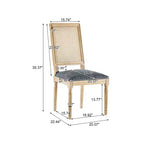 Chaises de salle à manger capitonnées Okak Vintage Style Campagne Française avec dossier en rotin, Lot de 2 chaises de cuisine rustiques patinées, Chaises de salon