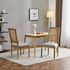 Chaises de salle à manger capitonnées Okak Vintage Style Campagne Française avec dossier en rotin, Lot de 2 chaises de cuisine rustiques patinées, Chaises de salon