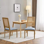 Chaises de salle à manger capitonnées Okak Vintage Style Campagne Française avec dossier en rotin, Lot de 2 chaises de cuisine rustiques patinées, Chaises de salon