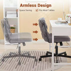 Criss Cross Legged Desk Chair with Wheels, Adjustable Swivel Vanity Chair with Woven Fabric for Home Office and Living Spaces