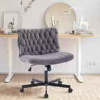 Criss Cross Legged Desk Chair with Wheels, Adjustable Swivel Vanity Chair with Woven Fabric for Home Office and Living Spaces