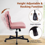 Criss Cross Legged Desk Chair with Wheels, Adjustable Swivel Vanity Chair with Woven Fabric for Home Office and Living Spaces