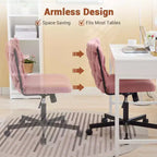 Criss Cross Legged Desk Chair with Wheels, Adjustable Swivel Vanity Chair with Woven Fabric for Home Office and Living Spaces