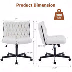 Criss Cross Legged Desk Chair with Wheels, Adjustable Swivel Vanity Chair with Woven Fabric for Home Office and Living Spaces