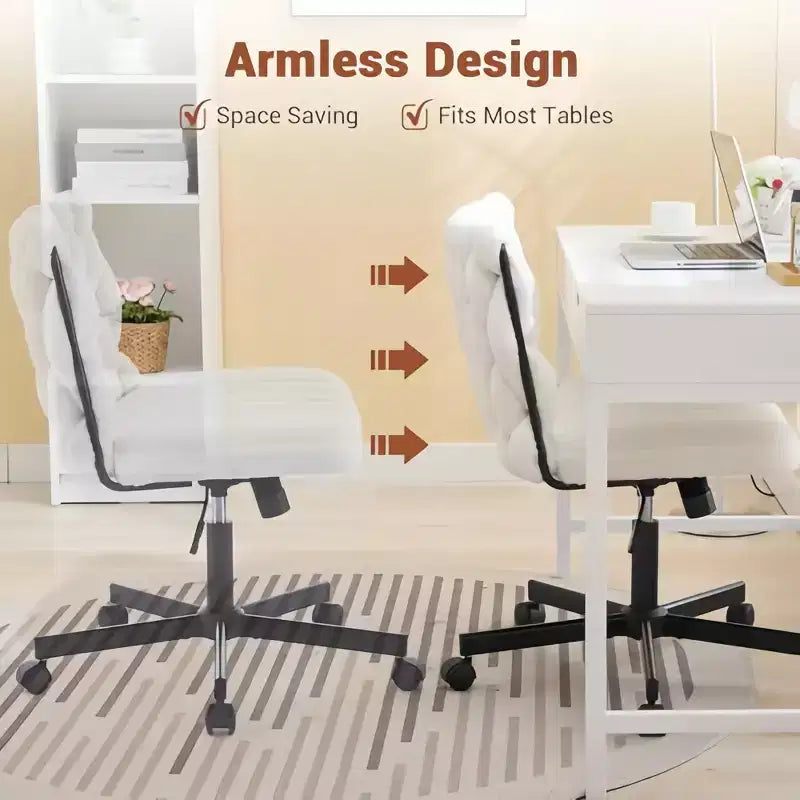 Criss Cross Legged Desk Chair with Wheels, Adjustable Swivel Vanity Chair with Woven Fabric for Home Office and Living Spaces