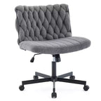 Criss Cross Legged Desk Chair with Wheels, Adjustable Swivel Vanity Chair with Woven Fabric for Home Office and Living Spaces