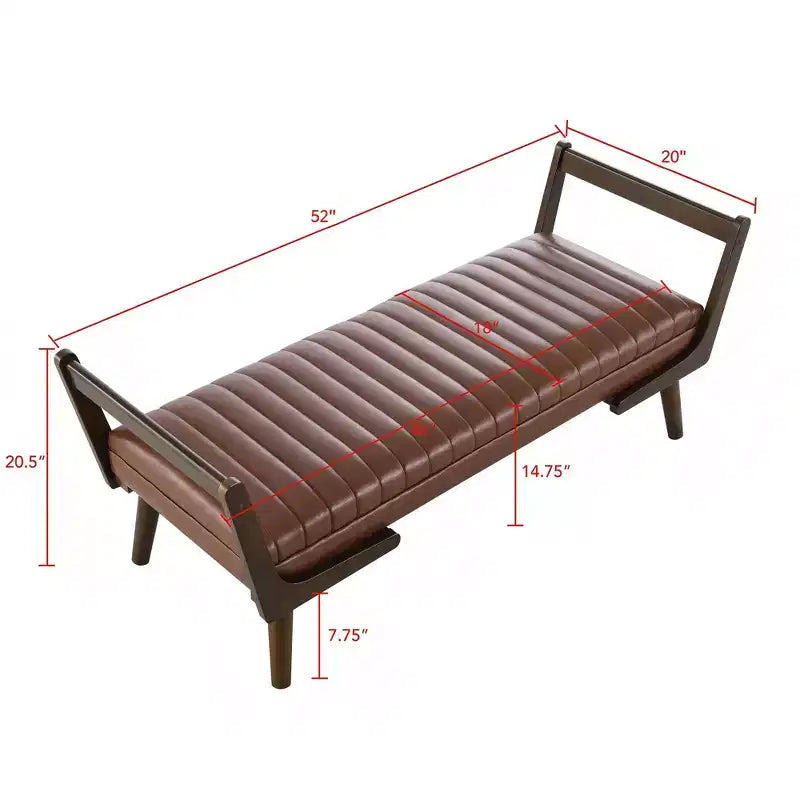 Banc rembourré en bois d'hévéa GDFStudio Indra mi-siècle moderne 52