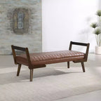 Banc rembourré en bois d'hévéa GDFStudio Indra mi-siècle moderne 52