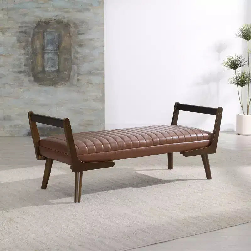 Banc rembourré en bois d'hévéa GDFStudio Indra mi-siècle moderne 52
