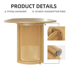 PexFix Table de salle à manger ovale 79 pour 6-8 personnes avec plateau à bords incurvés et base tissée en rotin, table de cuisine moderne de style ferme pour salon et salle à manger, naturelle