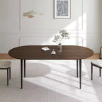 PexFix Table à manger ovale en bois 67" pour 4-6 personnes, plateau épaissi avec pieds en métal noir, table de cuisine moderne pour salle à manger/salon, couleur noyer