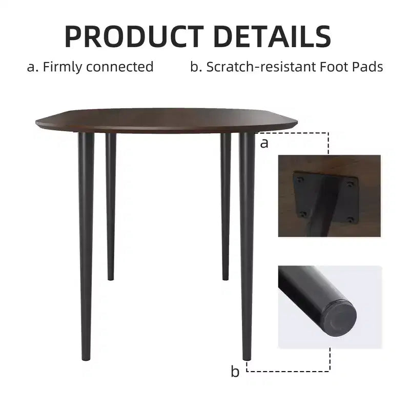 PexFix Table à manger ovale en bois 67" pour 4-6 personnes, plateau épaissi avec pieds en métal noir, table de cuisine moderne pour salle à manger/salon, couleur noyer