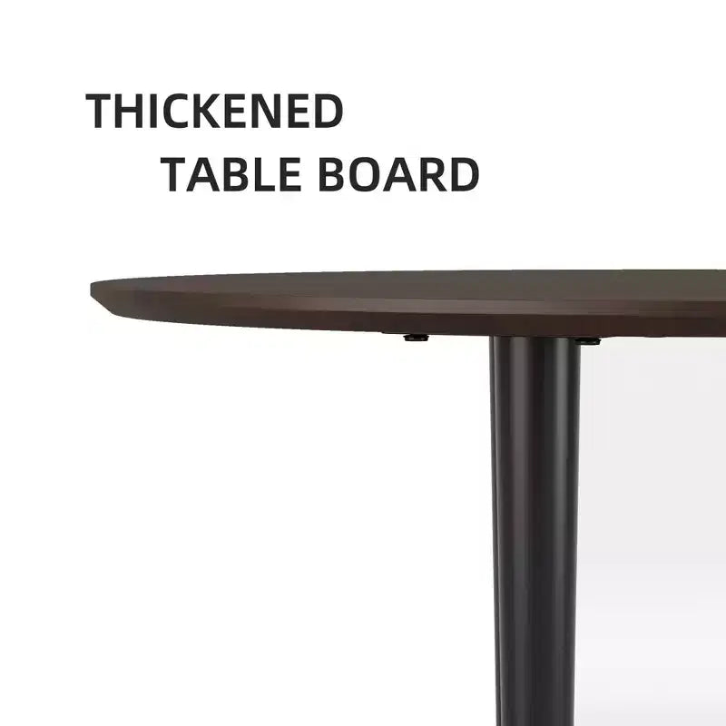 PexFix Table à manger ovale en bois 67" pour 4-6 personnes, plateau épaissi avec pieds en métal noir, table de cuisine moderne pour salle à manger/salon, couleur noyer