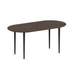 PexFix Table à manger ovale en bois 67" pour 4-6 personnes, plateau épaissi avec pieds en métal noir, table de cuisine moderne pour salle à manger/salon, couleur noyer