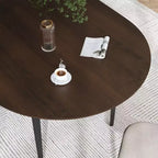 PexFix Table à manger ovale en bois 67" pour 4-6 personnes, plateau épaissi avec pieds en métal noir, table de cuisine moderne pour salle à manger/salon, couleur noyer