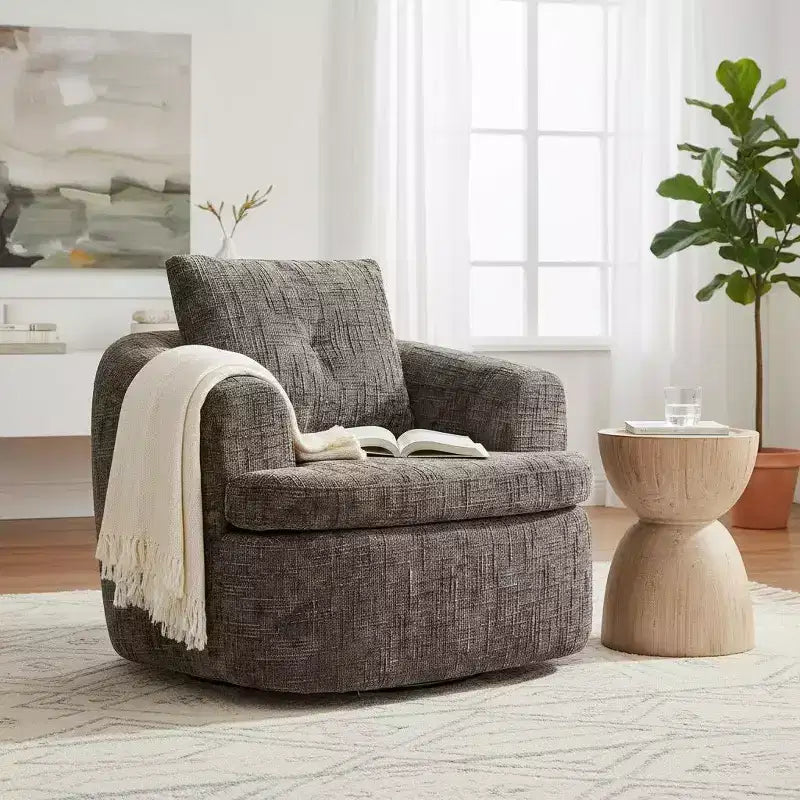Fauteuil pivotant Merax 360° avec dossier capitonné et double coussin moelleux