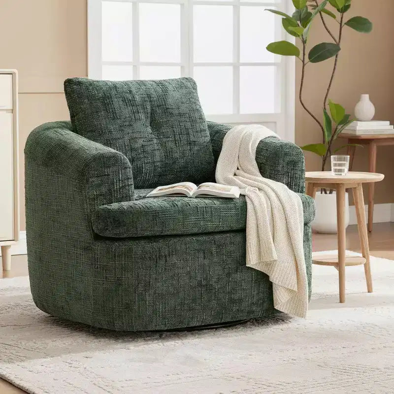 Fauteuil pivotant Merax 360° avec dossier capitonné et double coussin moelleux