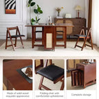 VINGLI Ensemble table et 4 chaises de salle à manger pliantes, table en bois massif à rallonges avec 4 chaises, tiroirs et roulettes