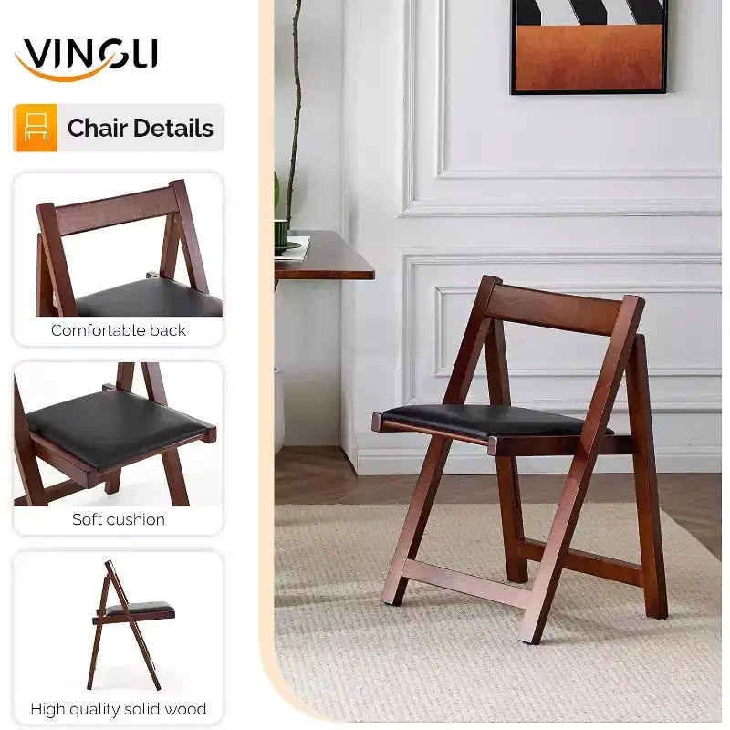 VINGLI Ensemble table et 4 chaises de salle à manger pliantes, table en bois massif à rallonges avec 4 chaises, tiroirs et roulettes